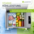Kompressor Kühlbox 50 Liter 12/24/230V für Auto, LKW, Camping - Mini Kühlschrank kalt & warm, Steckdose, Grau