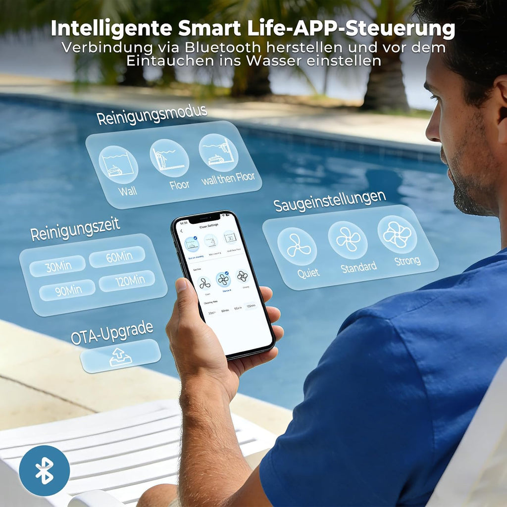 PC20 Poolroboter für Boden/Wand, Wasserlinie, intelligente Navi, 18927 LPH, App-Steuerung, für Pools bis 170m²