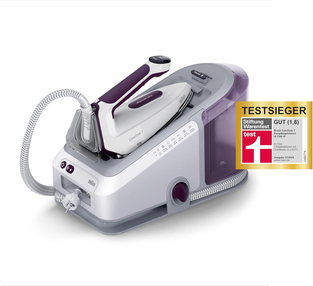 CareStyle 7 IS 7266 VI Dampfbügelstation, FreeGlide 3D Sohle, iCare, iMode, V-Dampf, FastClean, 550g/min Dampfstoß, 2L Tank, 2700W, Weiß-Violett