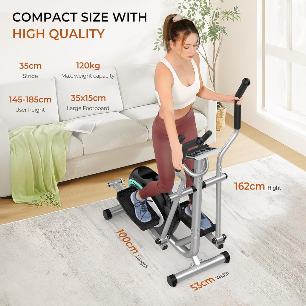 Crosstrainer Ellipsentrainer für Zuhause, 16 Widerstandsstufen, leiser magnetischer Antrieb, 6 kg Schwungrad, LCD-Monitor & Pulsmessung
