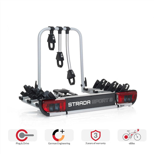 022685 Fahrradträger Strada Sport 3, Kupplungsträger, für 3 Fahrräder, silber