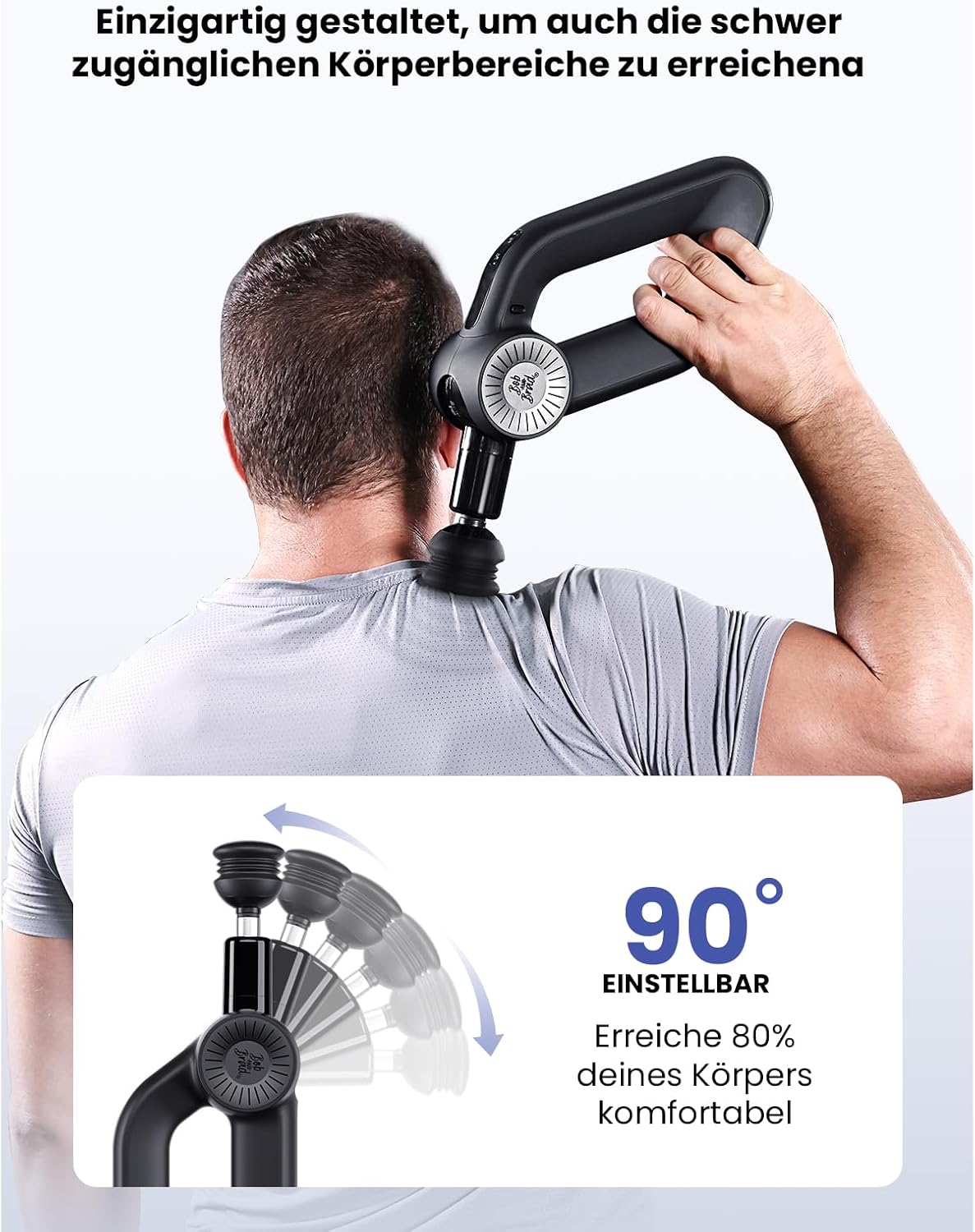 D6 Pro Massagepistole mit 16mm Amplitude und OLED-Bildschirm, Percussion Massage Gun inkl. Tragetasche, für Schulter Rücken Bein Muskelentspannung