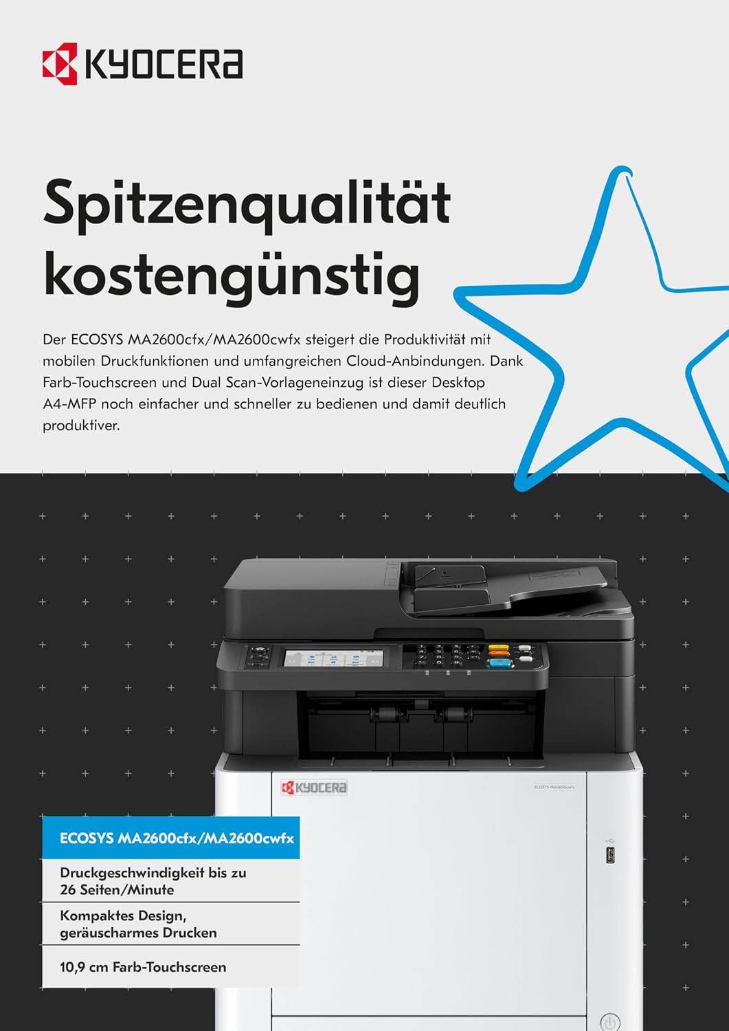 Ecosys MA2600cwfx Farblaserdrucker Multifunktionsgerät mit WLAN - Drucken, Scannen, Kopieren, Fax, Mobile Print