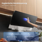 90 cm Dunstabzugshaube, 867m³/h Luftstrom, Kopffrei, Umluft & Abluft, Touchscreen, Gestensteuerung, 4 Geschwindigkeiten, 68dB, LED, ANGJ72B-90PRO-EU