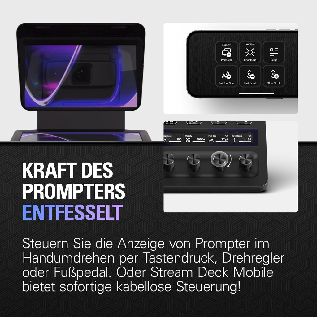 Prompter – Teleprompter mit integriertem Bildschirm, Drag&Drop-Monitoranzeige