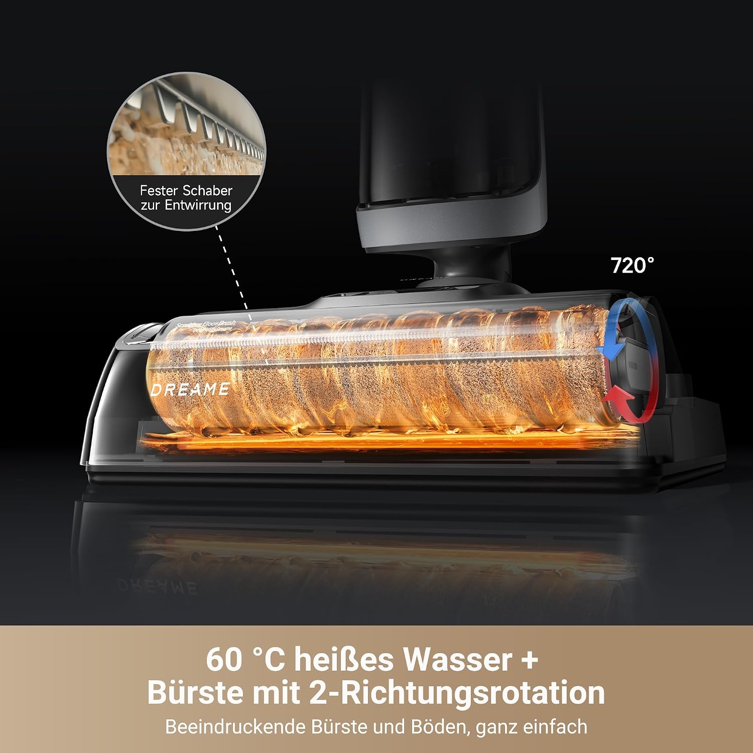 H14 Pro Nass- und Trockensauger, 180° Lie-Flat, 60°C Bürstenpflege, 5-min Trocknung, 18.000Pa Saugkraft, App-Steuerung, Doppelrotationsbürste
