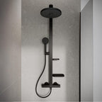 Ceratherm Alu+ Duschsystem, 100% recyceltes Aluminium, Wassersparende Brause, variable Strahlarten, Verbrühschutz, Schwarz Matt (356x501x1113 mm)