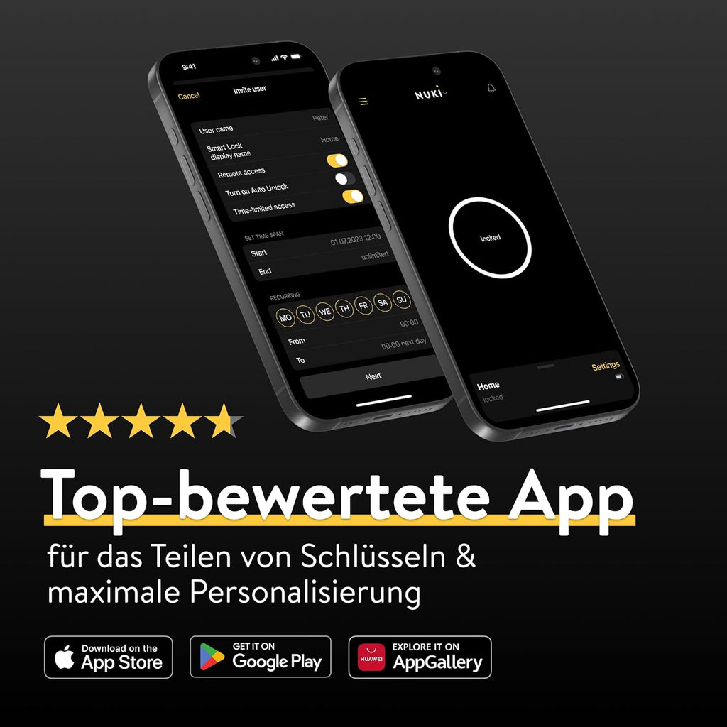 Smart Lock Pro mit Bluetooth, WLAN & Matter, mühelose Smart Home Integration, Fernsperrfunktion, einfache Nachrüstung ohne Zylindertausch