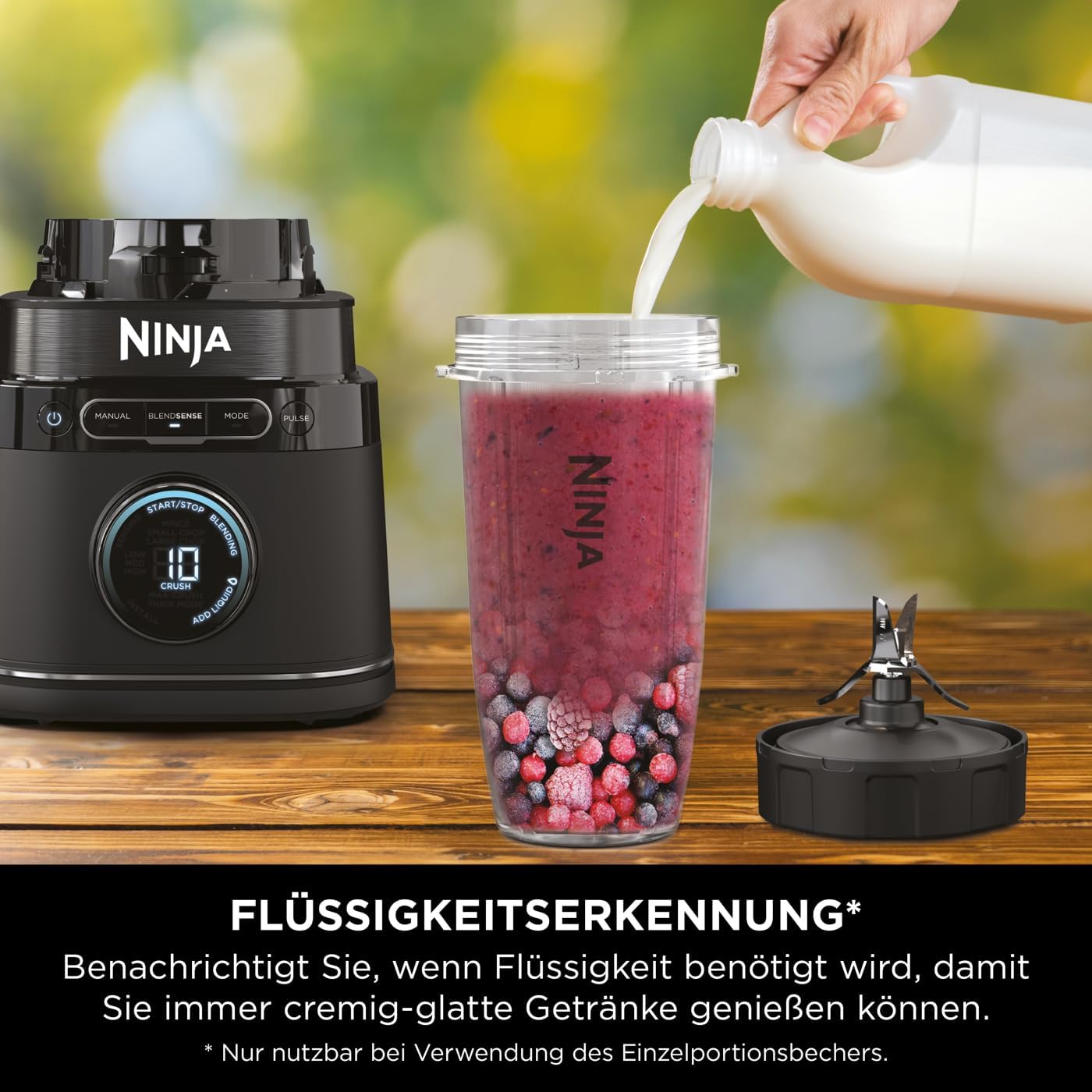 2-in-1 Detect Power Mixer Pro & Single Serve, 1200W Mixer mit Krug & 2 Single Serve Tassen, für Smoothies, Gemüse hacken, Frozen Drinks, Schwarz, TB301EU