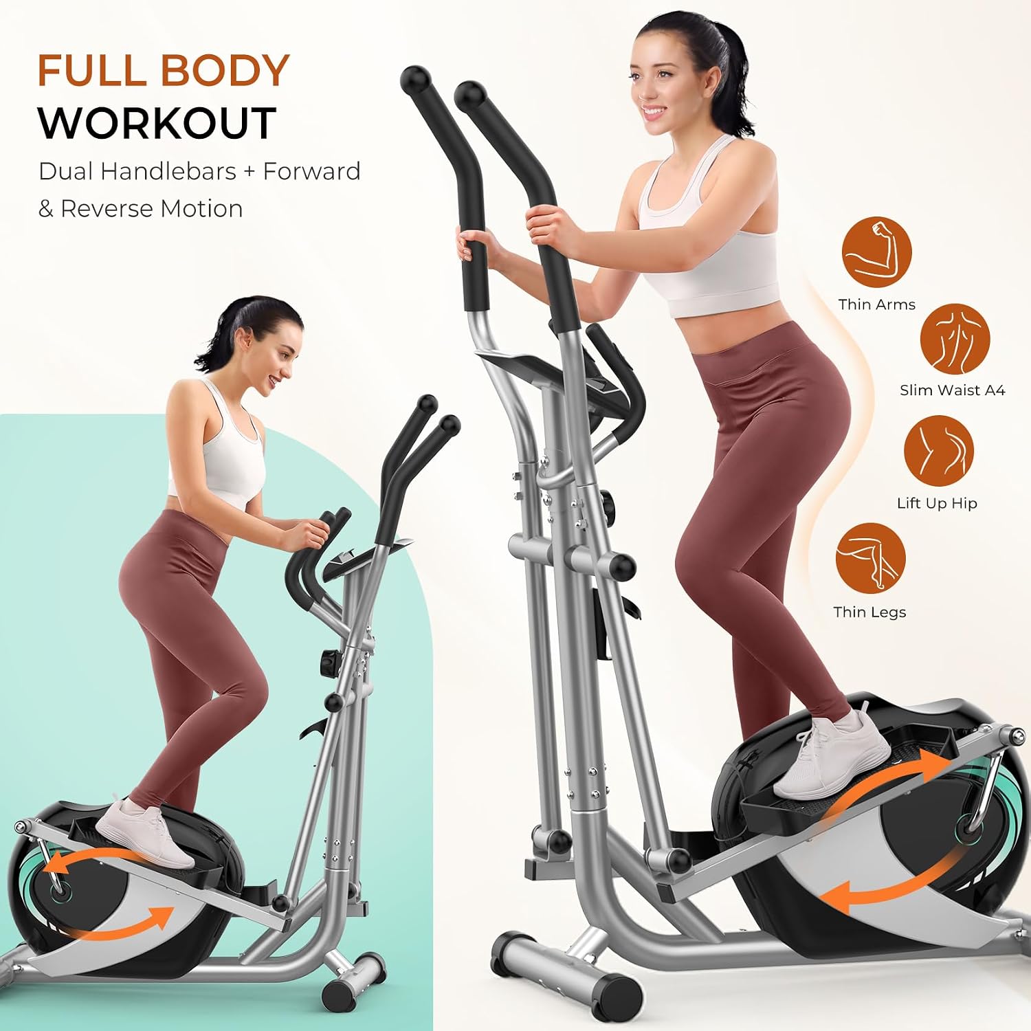 Crosstrainer Ellipsentrainer für Zuhause, 16 Widerstandsstufen, leiser magnetischer Antrieb, 6 kg Schwungrad, LCD-Monitor & Pulsmessung