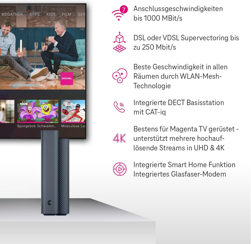 Speedport 7 Wi-Fi 7 Router mit Glasfaser-Modem | Bis zu 6.760 Mbit/s | Mesh & SmartHome Basis integriert | Ideal für Entertain TV in UHD & 4K