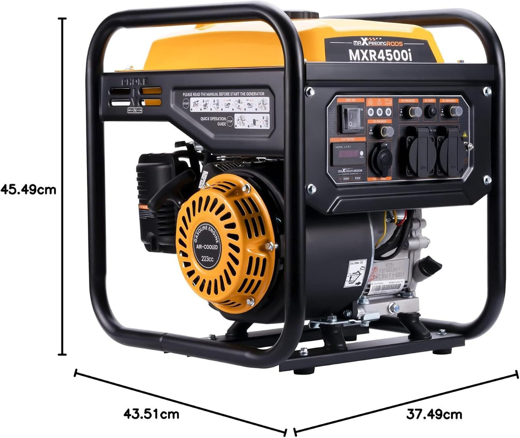 3500W Inverter Stromgenerator Benzin mit 2x 230V Steckdosen, Notstromaggregat für Haus, Garage, Werkstatt, Baustelle