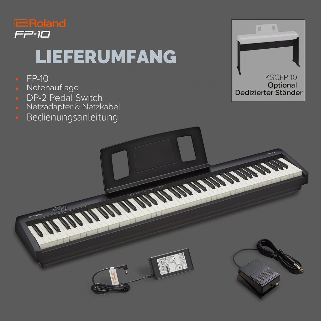 FP-10 - Kompaktes 88-Tasten Digital Piano, SuperNATURAL Sounds, authentische Tastatur, Bluetooth + MIDI, für Einsteiger + Profis