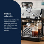 La Specialista Arte EC9155.MB, Mahlwerk, 8 Stufen, 15 Bar, 3 Temp., Milchschaumdüse, 1550W, 1,7L, Edelstahl/schwarz, inkl. Kit