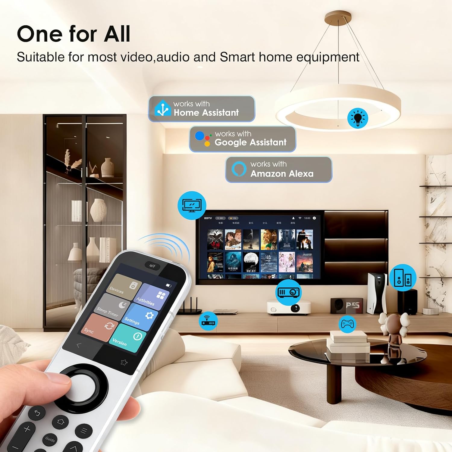Universal Fernbedienung X2 mit Hub und Ladestation, Touchscreen, anpassbare Ein-Tasten-Steuerung, steuert bis zu 60 IR-/Bluetooth-/WLAN-Geräte