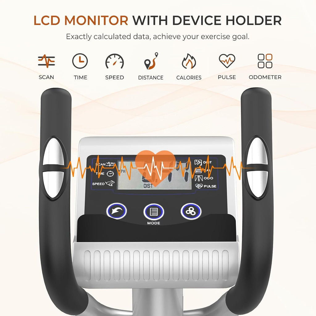Crosstrainer Ellipsentrainer für Zuhause, 16 Widerstandsstufen, leiser magnetischer Antrieb, 6 kg Schwungrad, LCD-Monitor & Pulsmessung