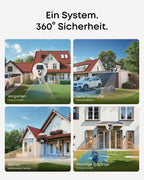 S4 kabellose Solar-Outdoor-Kamera, 4K UHD, 3-Linsen-PTZ, 360° Auto-Tracking, 8x Hybridzoom, Farbnachtsicht, kompatibel mit HomeBase S380