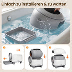 Selbstreinigende Katzentoilette 90L, mit niedrigem Einstieg/großem Raum/Geruchsentferner, APP-gesteuert, Sicherheitssensor, inklusive Katzenmatte