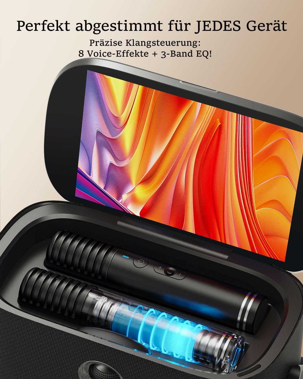 Karaoke-Maschine mit Textanzeige, 2 Mikrofonen, 140W, Bluetooth, HDMI, selbstaufladend, für Karafun-App, Shell S2