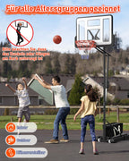 Outdoor Basketballkorb, 145-305cm EIN-Knopf-Schnellverstellung, 110x75cm Rückwand, mit Gewichtssack, für Kinder, Jugendliche & Erwachsene