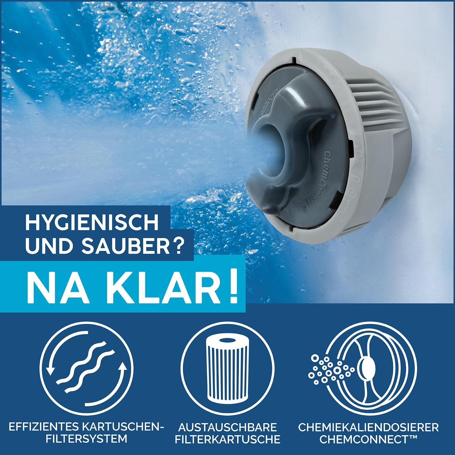 Lay-Z-Spa Mauritius XXL-Whirlpool für 7 Personen, 270x180x71 cm, 180 AirJet-Düsen, Heizung bis 40°C, App-Steuerung, Holz-Optik Basaltgrau, 1.370 L