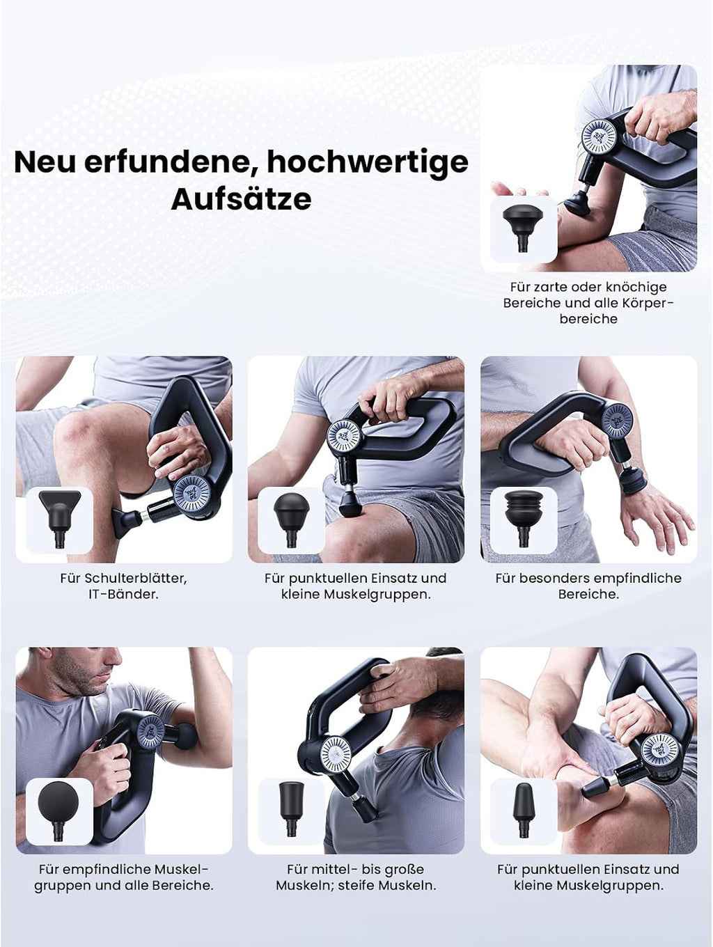 D6 Pro Massagepistole mit 16mm Amplitude und OLED-Bildschirm, Percussion Massage Gun inkl. Tragetasche, für Schulter Rücken Bein Muskelentspannung