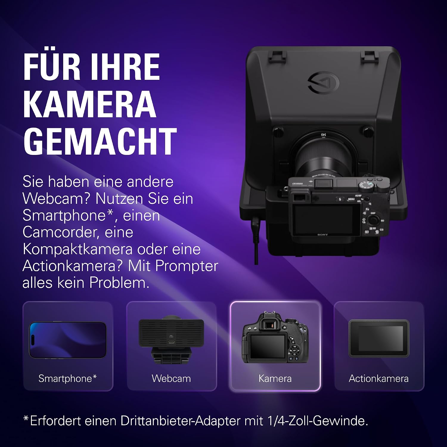Prompter – Teleprompter mit integriertem Bildschirm, Drag&Drop-Monitoranzeige