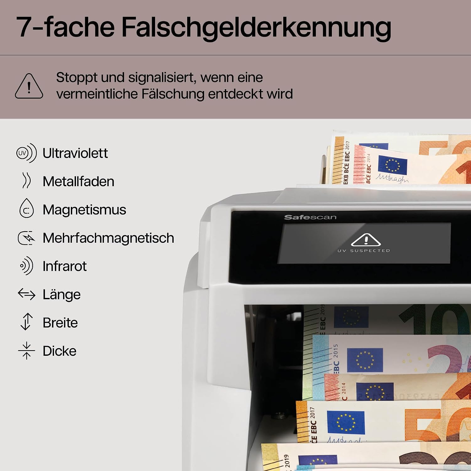 2465-S Geldzählmaschine, Wertzählung für gemischte Banknoten, 7-fache Echtheitsprüfung, zählt sortierte Banknoten aller Währungen