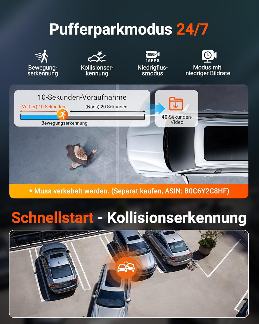 N4S 3-Kanal Dashcam 2.7K+2.5K+1440P Vorne Hinten Innen, STARVIS 2 HDR Nachtsicht, 5GHz WLAN GPS, 24h Parküberwachung G-Sensor, Max 1TB, CPL optional