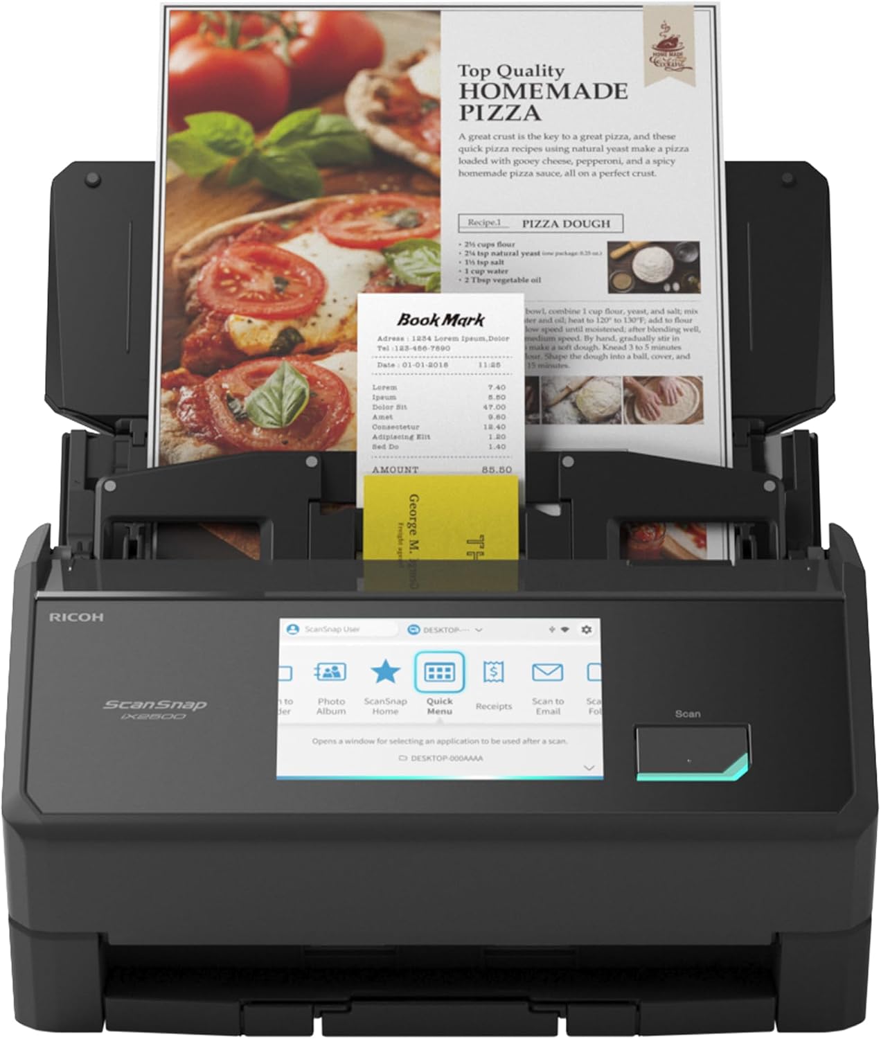 iX2500 Schwarz Dokumentenscanner – Ultraschneller Duplex-Scanner, 45 S./Min., 100-Blatt-ADF, 600 DPI, 5" Touchscreen, WLAN/Bluetooth/USB