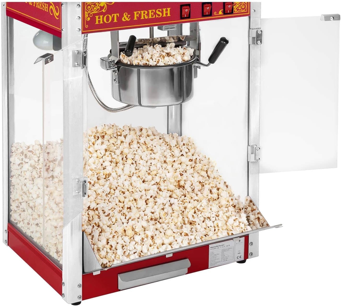 Popcornmaschine 1500 W, 5 kg/h, Retro Vintage Design, Rot