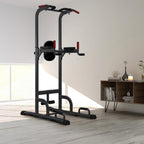 Power Tower + Dip Station für Zuhause, Klimmzugstange, Liegestützgriffe, 4 TRX-Ösen, höhenverstellb. Dip Barren, Calisthenics-Kraftstation