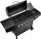 BASIC BBQ Gasgrill Grillwagen mit Edelstahl-Brenner + Seitenkocher, 6+1 Burner