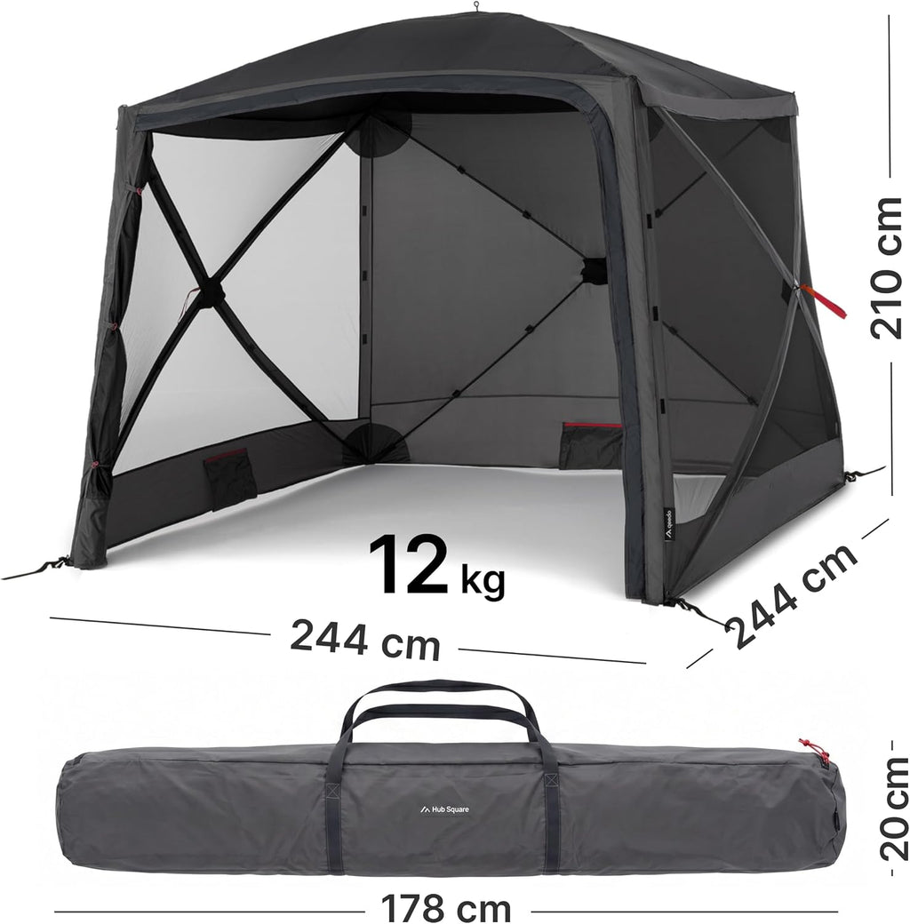 Faltbarer Pop Up Pavillon 2x2m mit Schnellaufbau & UV-Schutz - wasserabweisender Camping Pavillon mit Sturmleinen & robusten Stahlheringen