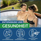 Lay-Z-Spa Mauritius XXL-Whirlpool für 7 Personen, 270x180x71 cm, 180 AirJet-Düsen, Heizung bis 40°C, App-Steuerung, Holz-Optik Basaltgrau, 1.370 L
