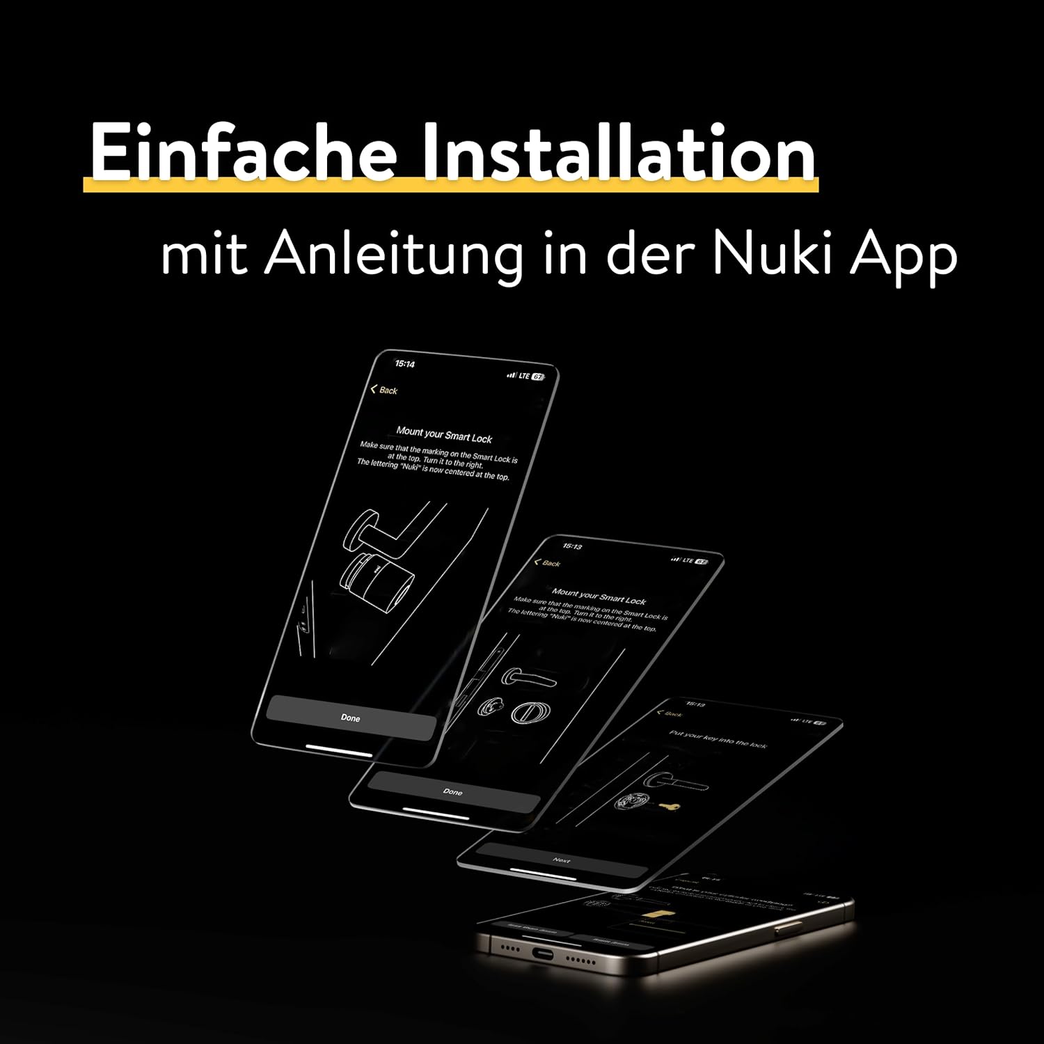 Smart Lock Pro mit Bluetooth, WLAN & Matter, mühelose Smart Home Integration, Fernsperrfunktion, einfache Nachrüstung ohne Zylindertausch