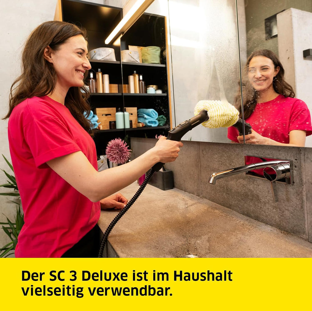 Dampfreiniger SC 3 Deluxe, 3,5 bar, 30 s Aufheizzeit, 1900 W, 75 m², 1 l Tank, Bodenreinigungsset, Mikrofaser, Düsen, Rundbürste, Weiß