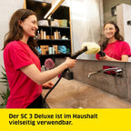 Dampfreiniger SC 3 Deluxe, 3,5 bar, 30 s Aufheizzeit, 1900 W, 75 m², 1 l Tank, Bodenreinigungsset, Mikrofaser, Düsen, Rundbürste, Weiß