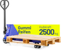 Hubwagen 2500 kg aus Stahl 1150 mm Gabellänge Five-R Gummirollen Gabelhubwagen Handhubwagen Palettenwagen Blau