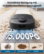 Saug- und Wischroboter C28 5-in-1 mit selbstreinigender HydroJet-Wischrolle, 15.000Pa Turbo-Saugkraft, Anti-Verheddern, KI-Hindernisvermeidung