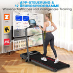Laufband für Zuhause, Walking Pad, 1-12 km/h, klappbar, 9% Steigung, leise, LCD, Fernbedienung + App + Handlauf-Tasten, 150 kg