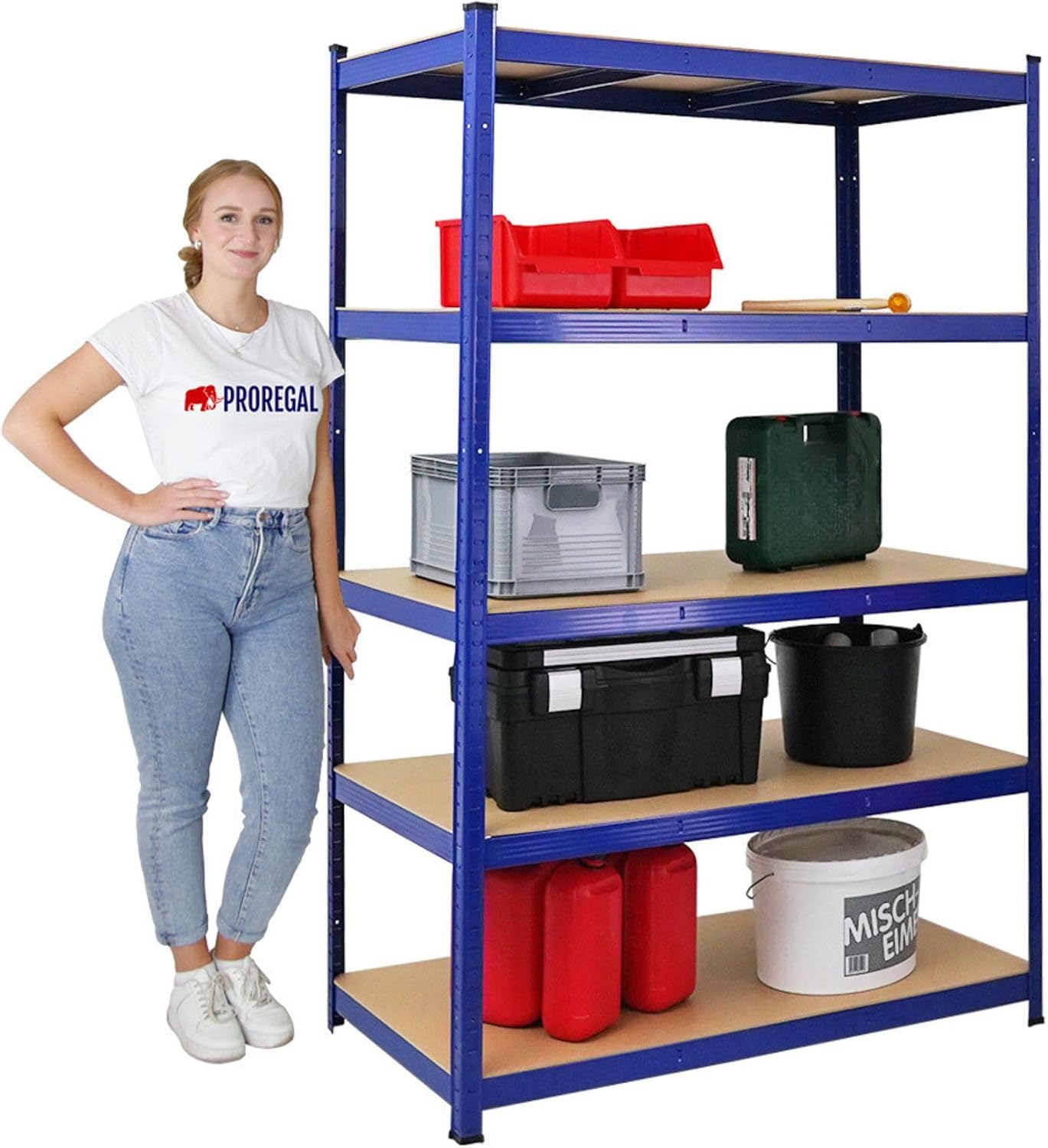 Eckregal Ragnar 1x 180x90x60cm + Taurus 2X 180x120x60cm Blau, Fachlast 175kg, Keller-, Garagen- und Lagerregal, Steckregal