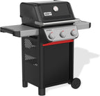 E-310 Gasgrill, 3-Brenner, Snap-Jet Zündung, 51x46cm Grillfläche, robuste Räder, Warmhalterost, Works Seitenablagen kompatibel, Schwarz/Silber