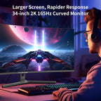 34" UWQHD Curved Monitor, 3440x1440, 165Hz, 1500R, 1ms MPRT, FreeSync, HDR, 300nits, sRGB 125%, DCI-P3 95%, VA, HDMI/DP, MFG34C5Q