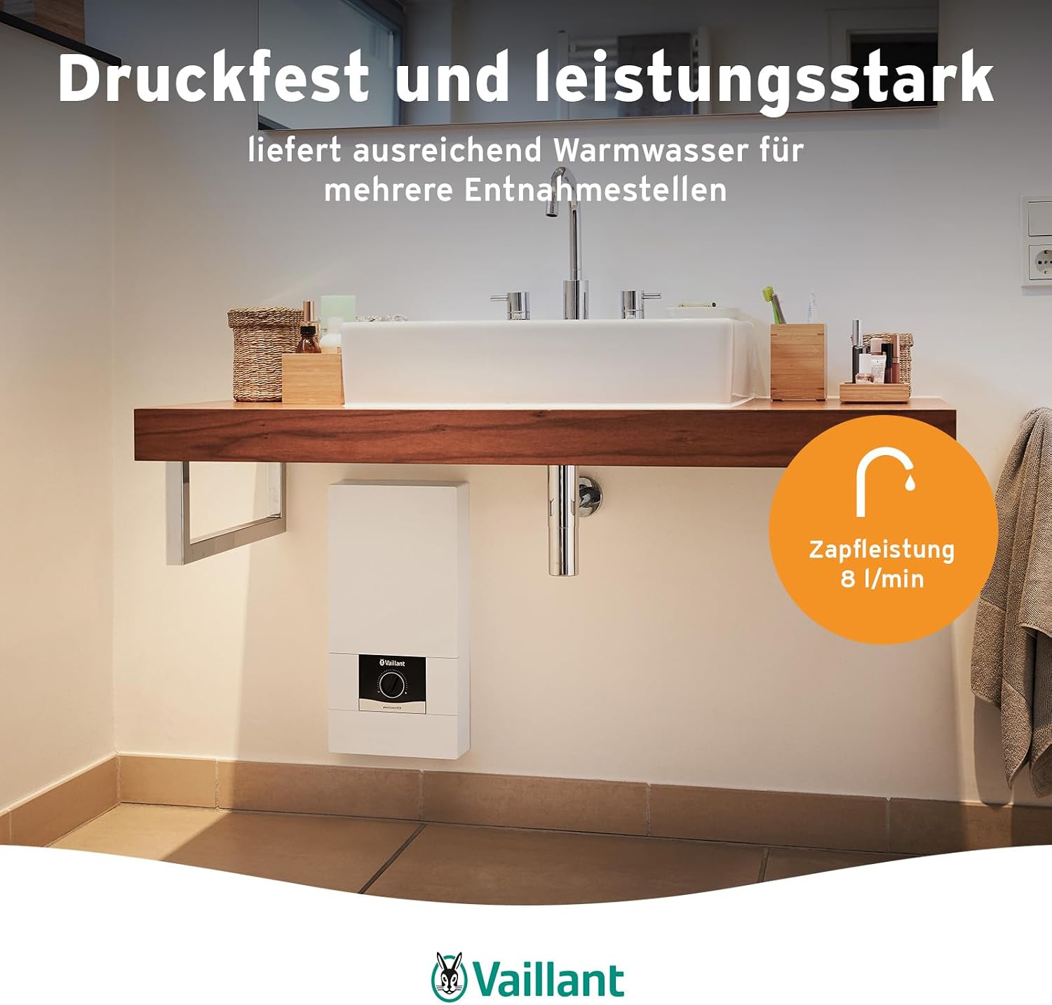 Elektronischer Durchlauferhitzer VED E 24/8, druckfest, 24kW, 400V, gradgenaue Auslauftemperatur, stufenlos einstellbar, Digitalanzeige, 0010023779