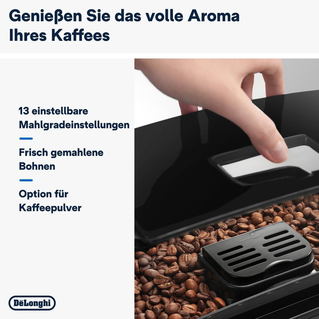 Magnifica S Kaffeevollautomat, klassischer Milchaufschäumer, Espresso & Cappuccino, Bedienfeld mit Tasten, Schwarz, ECAM11.112.B