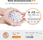 Automatischer 200-Blatt-Einzug Aktenvernichter, 60 Min Dauerbetrieb, DIN P-4 Mikroschnitt, 31L Behälter, leise 58 dB, energiesparend, C283