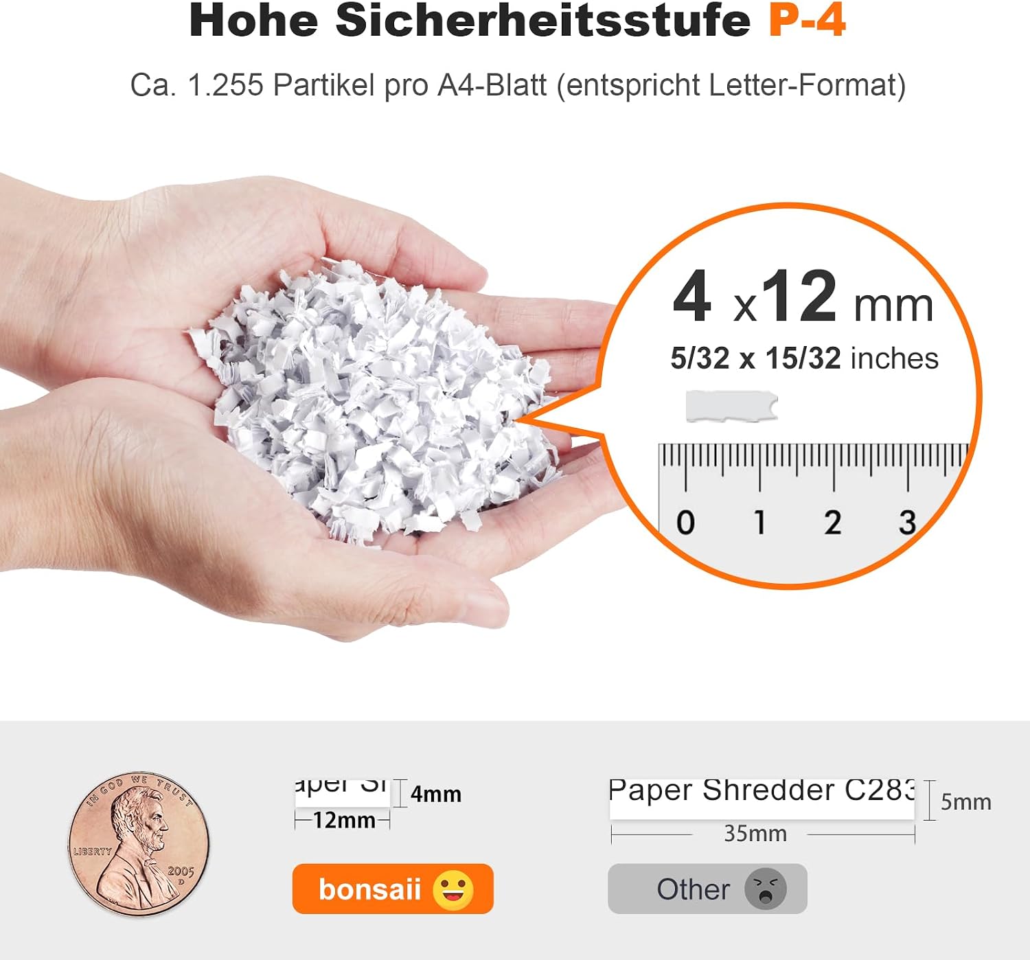 Automatischer 200-Blatt-Einzug Aktenvernichter, 60 Min Dauerbetrieb, DIN P-4 Mikroschnitt, 31L Behälter, leise 58 dB, energiesparend, C283