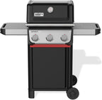 E-310 Gasgrill, 3-Brenner, Snap-Jet Zündung, 51x46cm Grillfläche, robuste Räder, Warmhalterost, Works Seitenablagen kompatibel, Schwarz/Silber