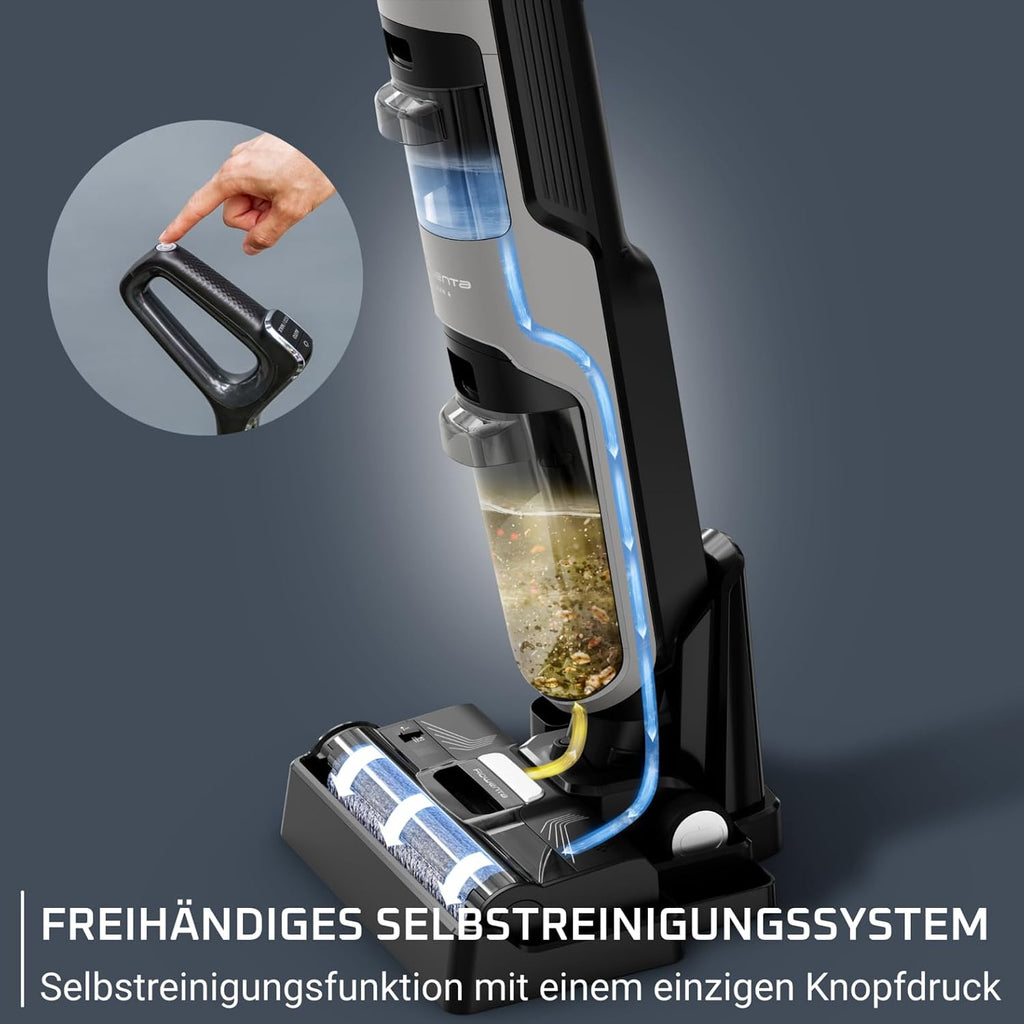X-Clean 4 kabelloser Nass-/Trockensauger, Selbstreinigung, 50 Min., Schmutz-Erkennung, smartes LED-Display, für Hartböden, grau, GZ5036WO